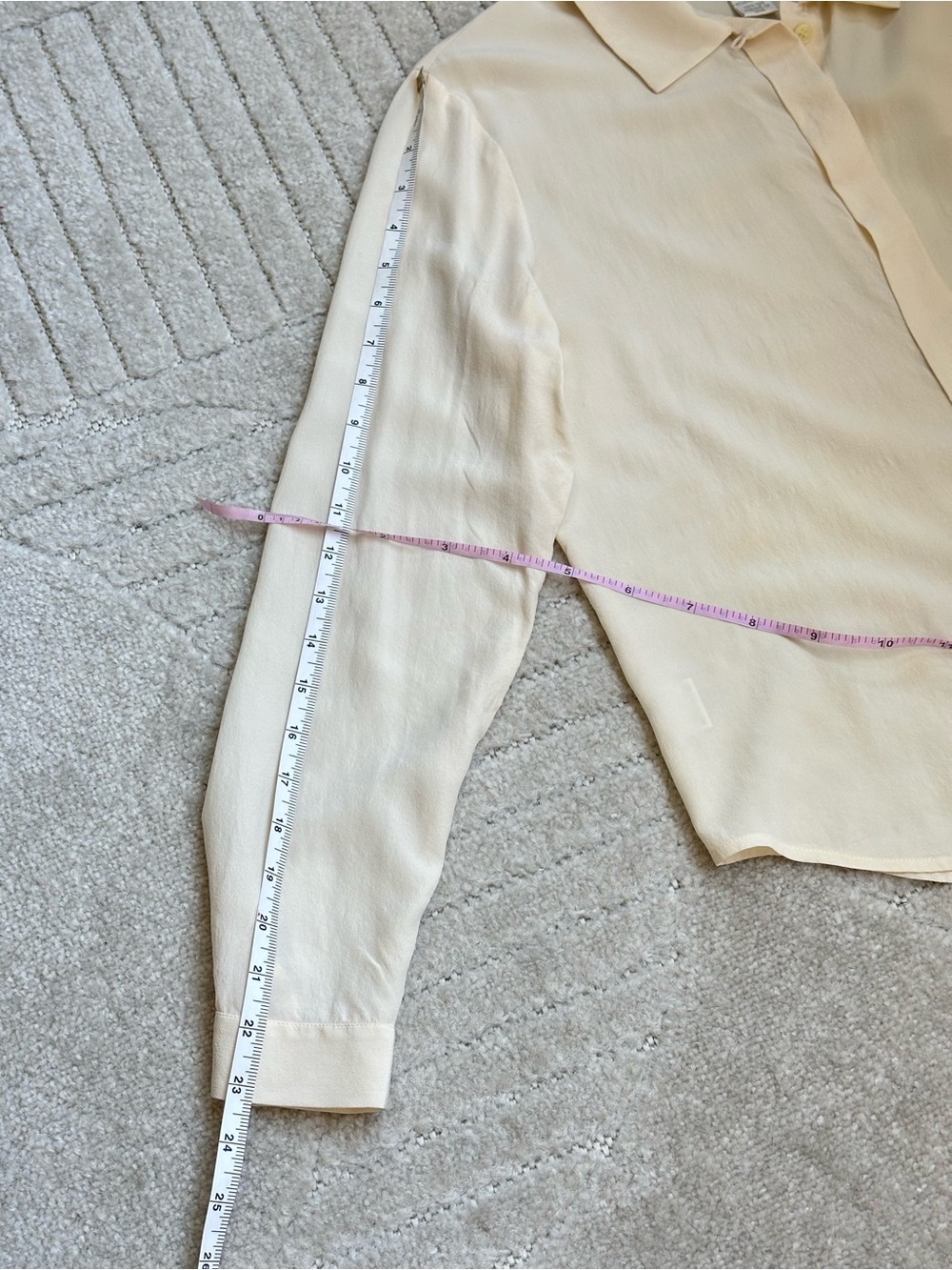 Jones New York 100% Silk Crepe de Chine Hidden Placket Blouse | Ivory | Size 10 - Picture 6 of 7